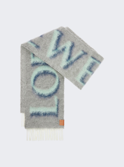 Loewe Wool-blend Logo Scarf In Grey