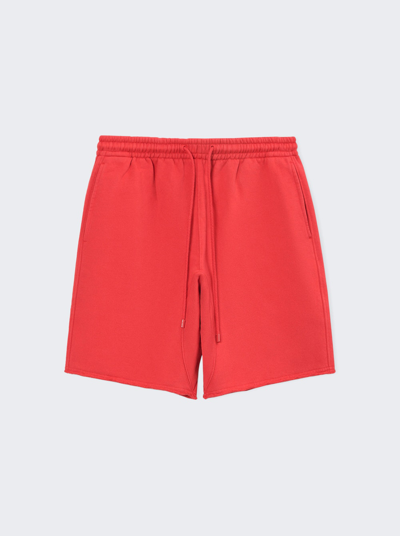 Loewe Anagram Patch Drawstring Elasticated Waist Cotton Shorts In Red