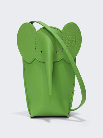 Loewe Elephant Pocket皮革单肩包 In Pea Green