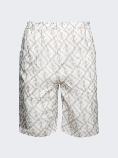 Fendi Linen Ff Logo Shorts In Nude