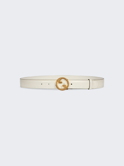 Gucci Gg Blondie Leather Belt In Mystic White