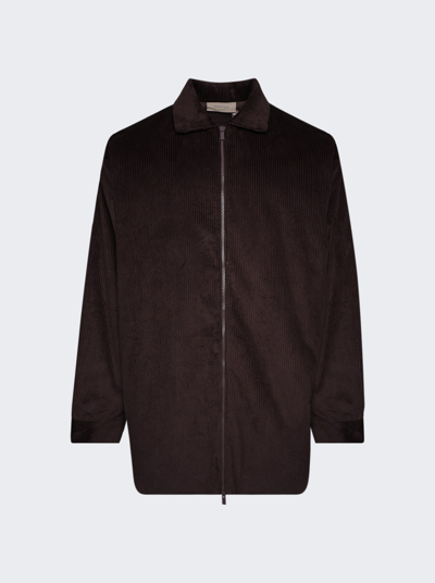 Essentials Spread-collar Relaxed-fit Cotton-corduroy Jacket In Plum