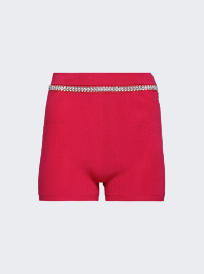 Paco Rabanne Embellished Knit Shorts In Red
