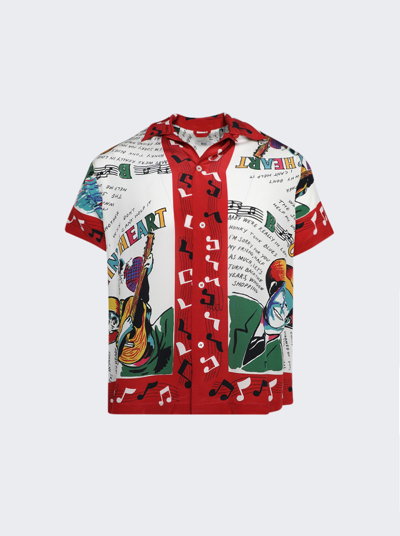 Bode Honky-tonk Convertible-collar Printed Silk Shirt In Multicolor