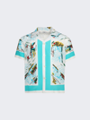 Bode Niagra Souvenir Short Sleeve Silk Button-up Camp Shirt