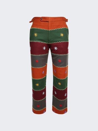 Bode Embroidered Autumn Quilt Trousers