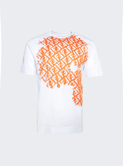 Fendi Ff Contrast T-shirt In Natural And Papaya Orange