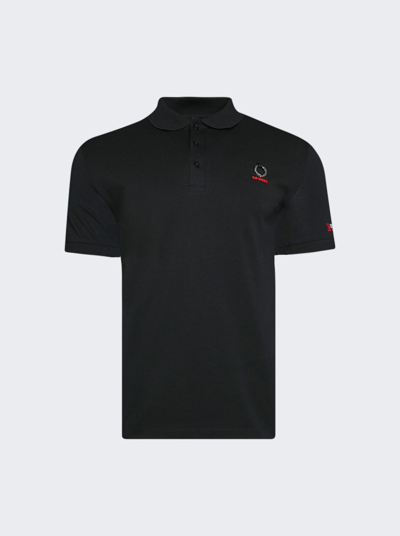 Raf Simons Printed Sleeve Polo Shirt In Black