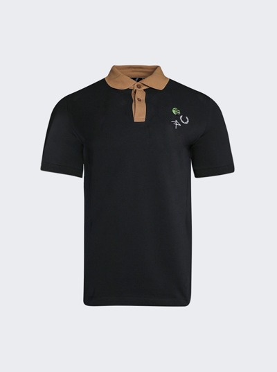 Raf Simons Contrast Collar Polo Shirt In Black