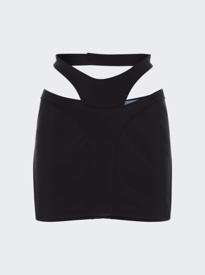 Mugler Bi-material Mini Skirt In Black
