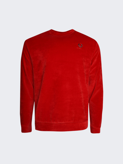 Raf Simons Velour Sweatshirt In Goji Berry Red