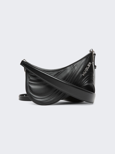 Mugler Small Embossed Spiral Curve 01 Shoulder Bag In Black