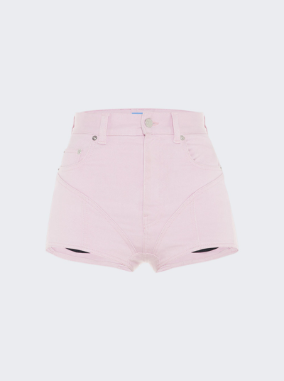 Mugler Contrast-panels Denim Shorts In Pink