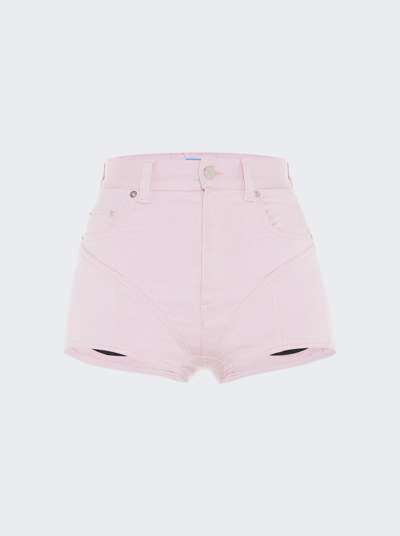 Mugler Contrast-panels Denim Shorts In Purple