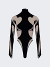 Mugler Sheer Panel Bodysuit In Black And Nude 02