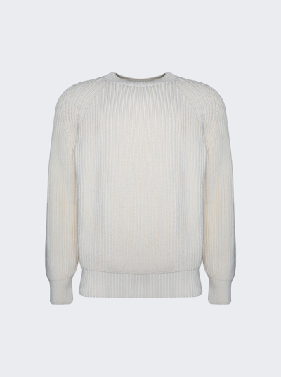 Meta Campania Collective Michel Exaggerated Rib Crewneck Sweater In White