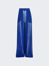 Laquan Smith Silk Chiffon Palazzo Pants With Side Zip In Royal Blue