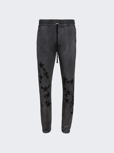 Amiri Star-patches Track Pants In Heather Black