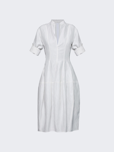 Bottega Veneta Fluid Linen Midi Dress Chalk White