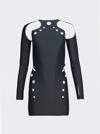 JEAN PAUL GAULTIER CYBER LONG SLEEVE MINI DRESS WITH PERFORATED DETAILS