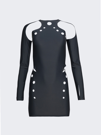 Jean Paul Gaultier Cyber Long Sleeve Mini Dress With Perforated Details