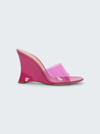 Gianvito Rossi Pvc Wedge Mules In Pink Bloom