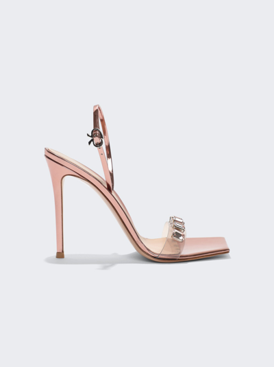 Gianvito Rossi Ribbon Candy 105 Crystal Embellished Slingback Sandals In Neutrals