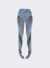 Mugler Lace Twist Jeans In Medium Blue And Black