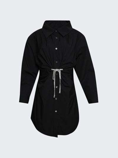 Alexander Wang Crystal-embellished Drawstring Shirt Dress In Black