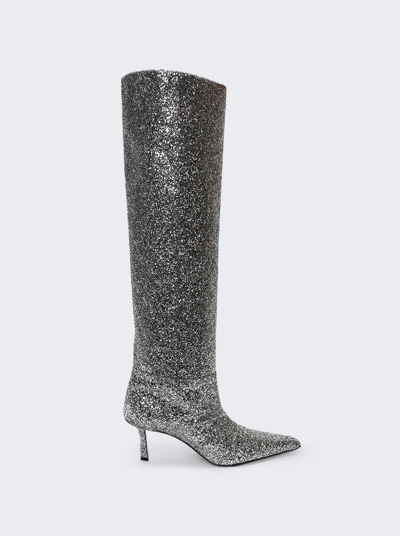 Alexander Wang Viola 65 Slouch Boot Silver In Grey