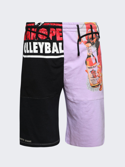 Marine Serre Regenerated Graphic T-shirt Shorts In Lilac Breeze