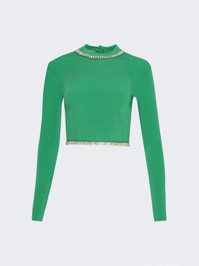 Rabanne Crystal-embellished Knitted Top In Green