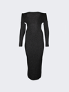 Khaite Metallic Knit Midi Dress In Onyx