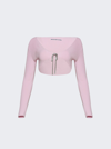 Alexander Wang V-neck Cropped Cardigan With Crystal Tie In Neon Light Pink