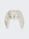 ALEXANDER WANG V-NECK CROPPED CARDIGAN WITH CRYSTAL TIE