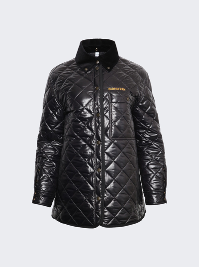 Burberry Corduroy-trimmed Quilted Jacket In Black