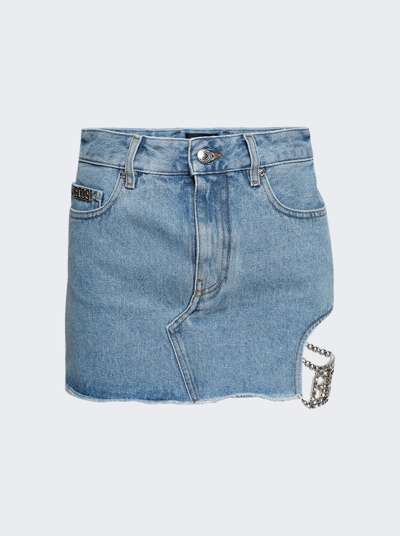 Gcds Cut-out Denim Skirt In Blue