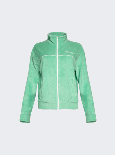 Sporty And Rich Rizzoli Tennis Terry Track Jacket In Washed Kelly And White