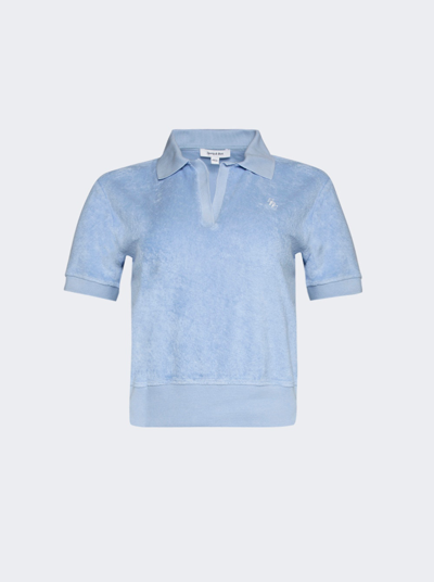 Sporty And Rich Short-sleeve Terry Polo In Washed Hydrangea And White
