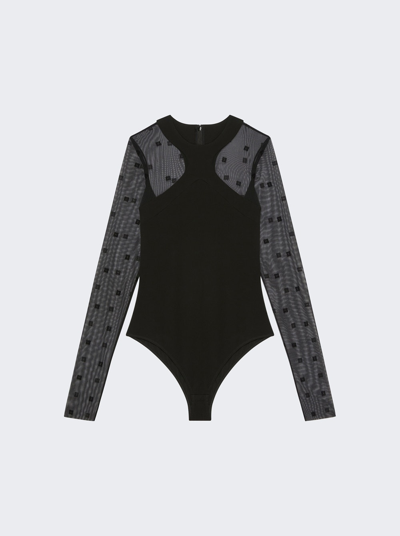 GIVENCHY LONG SLEEVE BODYSUIT 4G TULLE BLACK