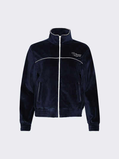 Sporty And Rich Sport Velour Track Jacket In Blue