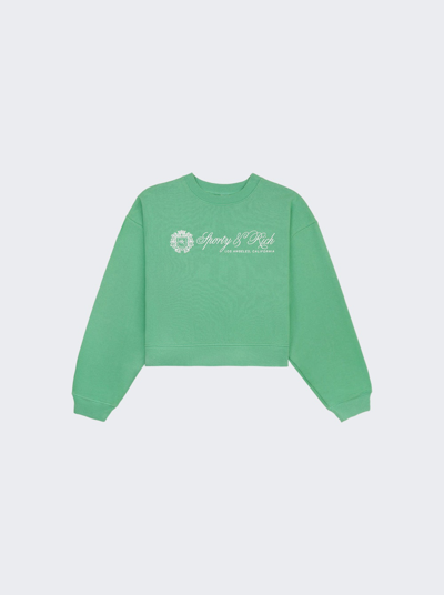Sporty And Rich Sporty Rich Regal Cropped Crewneck Sweatshirt In Green