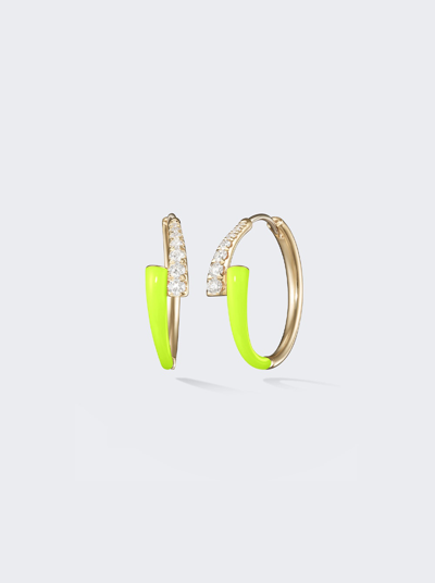 Melissa Kaye Yellow Gold, Diamond And Enamel Lola Hoop Earrings In 18k Yellow Gold