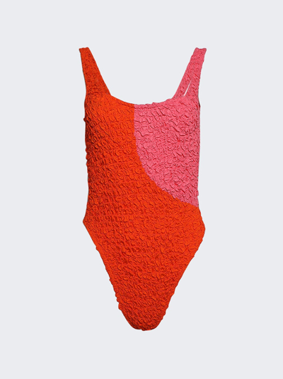 Mara Hoffman Isa Cotton One-piece Bodysuit In Poppy Red