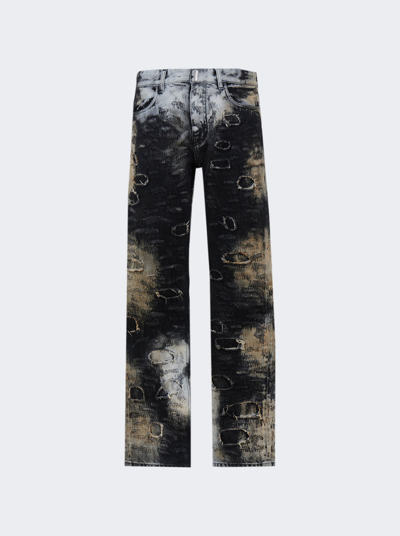 Givenchy Straight Fit 5 Pocket Jeans Black And Beige In Black Beige