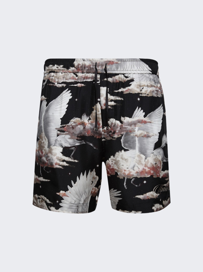 Amiri All Over Pegasus Pj Shorts In Black