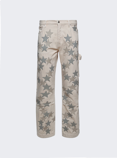Amiri Star-print Straight-leg Trousers In Alabaster