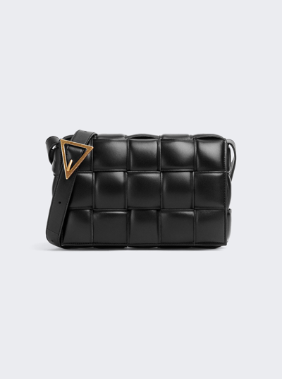 Bottega Veneta Intreccio Crossbody Bag In Black And Gold