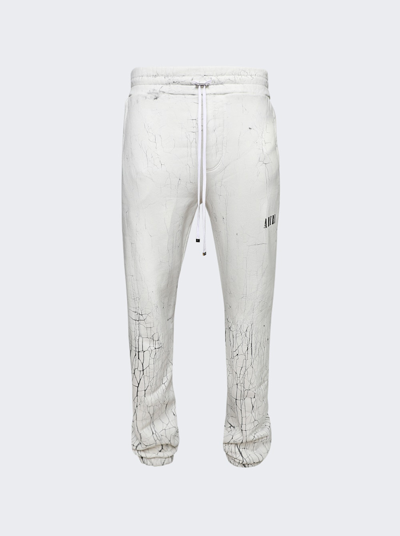 Amiri Cracked Dye Logo Sweatpants White
