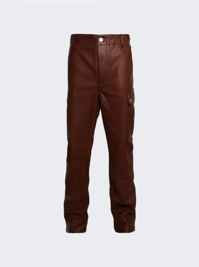 AMIRI LEATHER CARGO FLARE PANTS BROWN